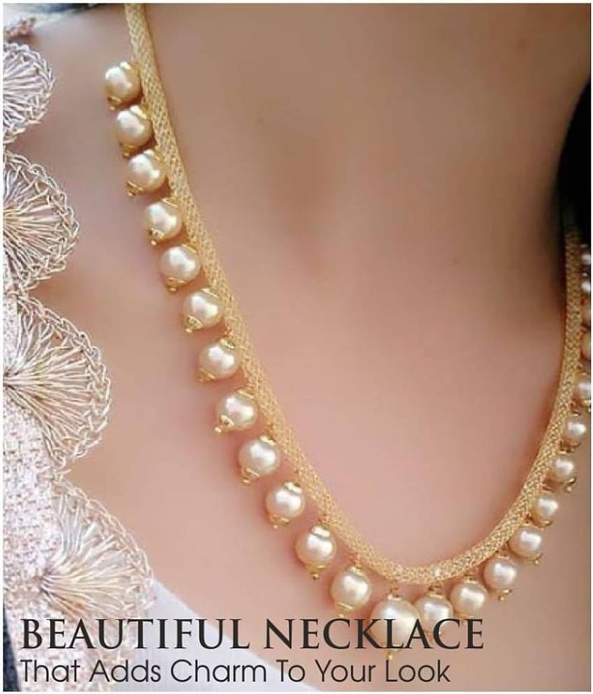 PUJVI Golden Pearls Necklace ( Pack of 1 )