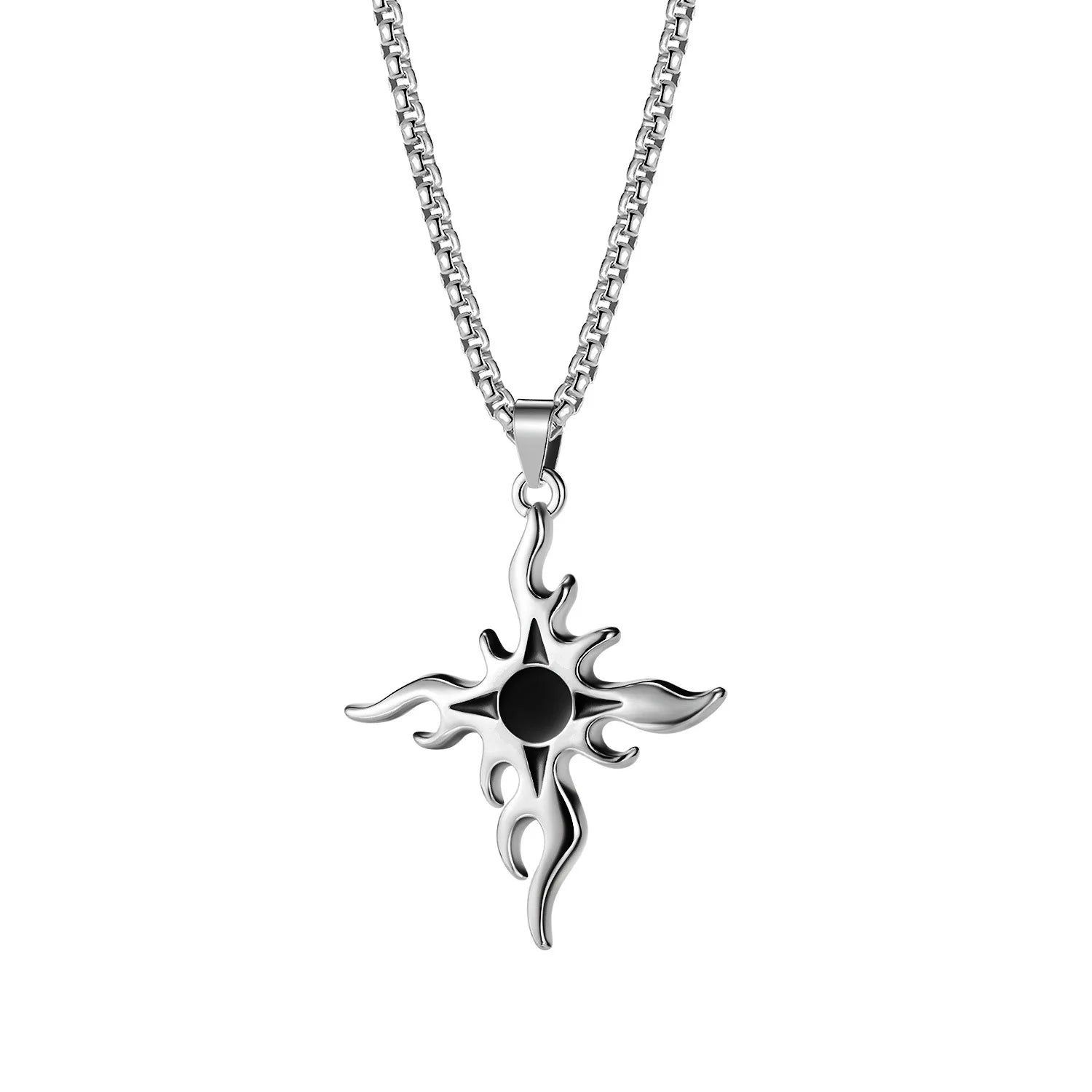 Tibetan Silver Boho Statement Large Sun Flower Pendant On Long Chain Necklace Jewelry