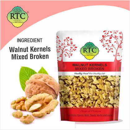 RTC FOODS 200g Broken Walnut Kernels | All-Natural Akhrot Giri | High in Iron, Protein, and Omega-3 | Nutritious & Healthful Dry Fruit | Antioxidant-Rich Superfood