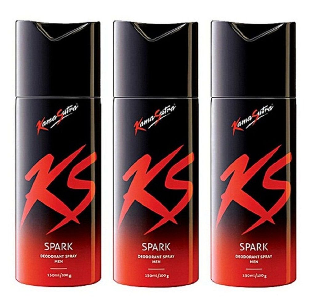 KAMA SUTRA SPARK X 3,Male Deodorant Spray (Each 150ML)
