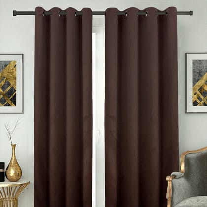 Thermal Insulated Room Darkening Blackout Curtains - Set of 2 - Coffee Brown-Coffee Brown / Door / Pack of 2