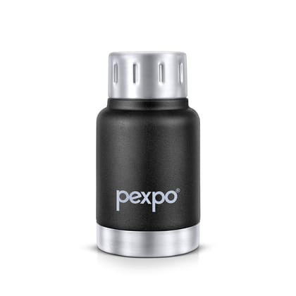 Pexpo 12 Hours Hot and Cold Thermosteel Insulated Flask 160ml, Knight Black, Cameo | BPA Free | Leak Proof | Office | School | Hiking | Travel | Home | Kitchen | Vacuum Insulated Flask