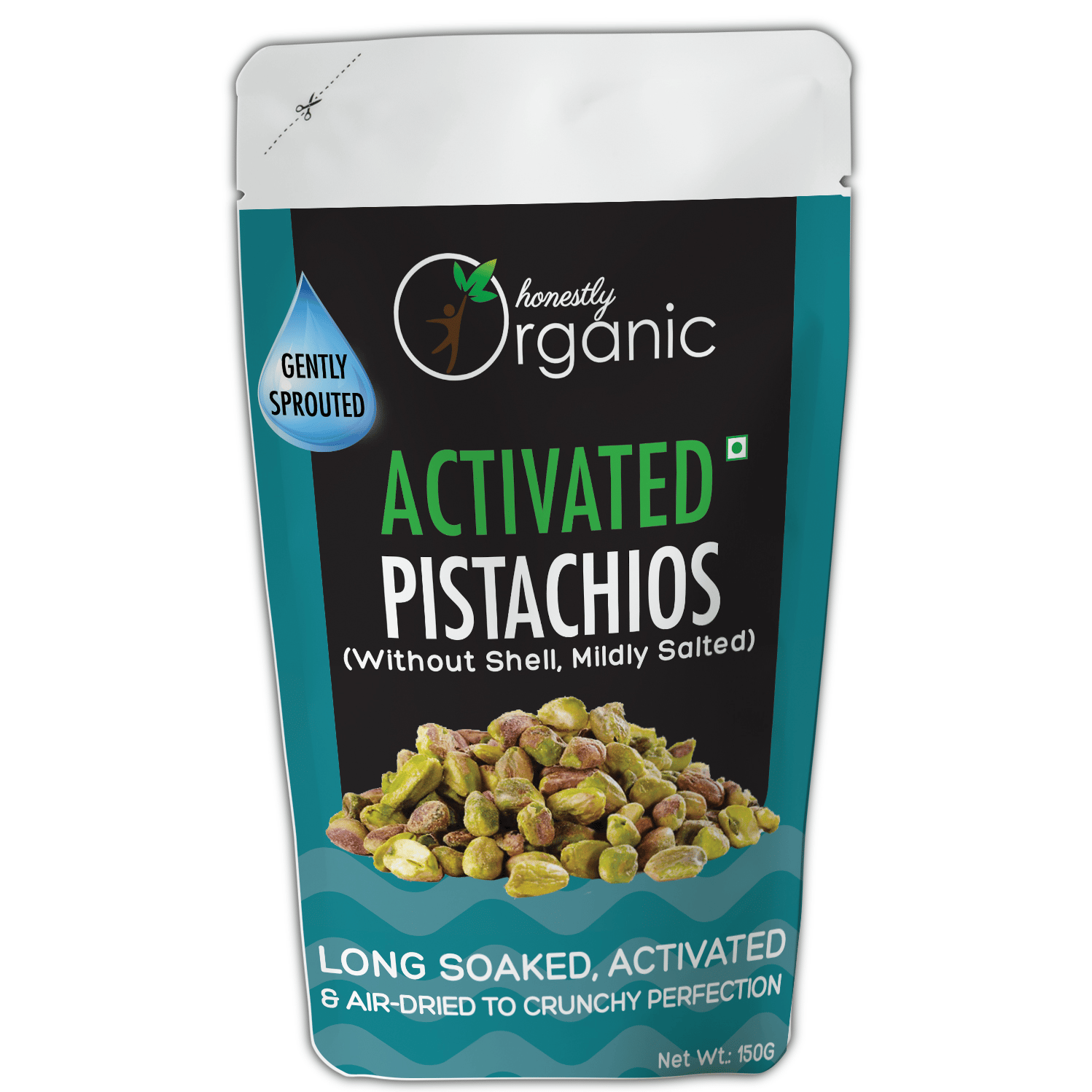 Activated/Sprouted  Pistachios - Mildly Salted (100% Fresh & Natural, Long Soaked & Air Dried to Crunchy Perfection) - 150g
