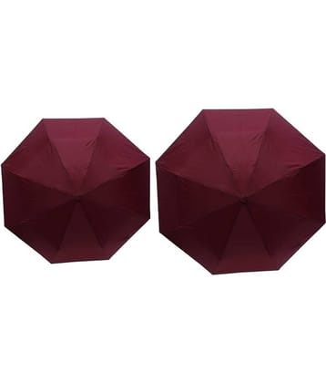 ARIP Maroon Polyester 3 Fold Umbrellas For Men - Pack Of 2