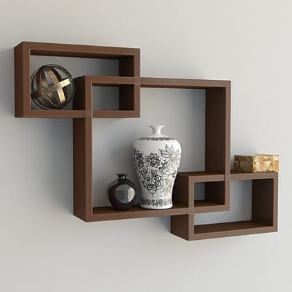 Brown Wooden Wall Decoration Shelf (set Of 3)