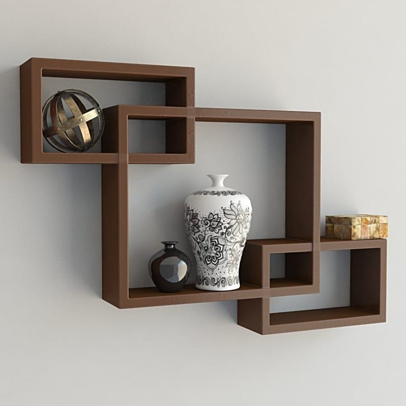 Brown Wooden Wall Decoration Shelf (set Of 3)