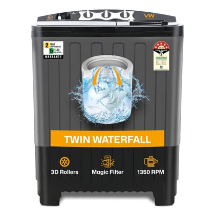 VW 7.5 kg 5 Star Aqua Spin Semi Automatic Top Load Washing Machine AquaSpin0075P (Black) VW 7.5 kg 5 Star Aqua Spin Semi Automatic Top Load Washing Machine AquaSpin0075P (Black) - Black / 7.5 Kg