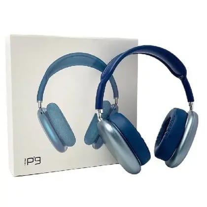 P9 Plus Compatible On Ear Wireless Headphones Max Bluetooth Headset (Blue)