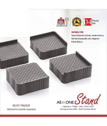 OCTIQON 4-Pieces Almirah, Wardrobe, Refrigerator Stand (Grey Black) Washing Machine Stand, Furniture Base Stand for single and double door