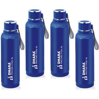 Quench 900 Inner Steel and Outer Plastic Water Bottle, 700ml, Blue  BPA Free  Leak Proof  Office Bottle ( pack of 4 )
