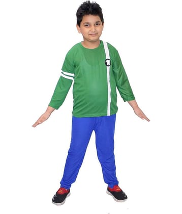 Kaku Fancy Dresses Ben Super Hero Costume -Green & Blue, 3-4 Years, for Boys