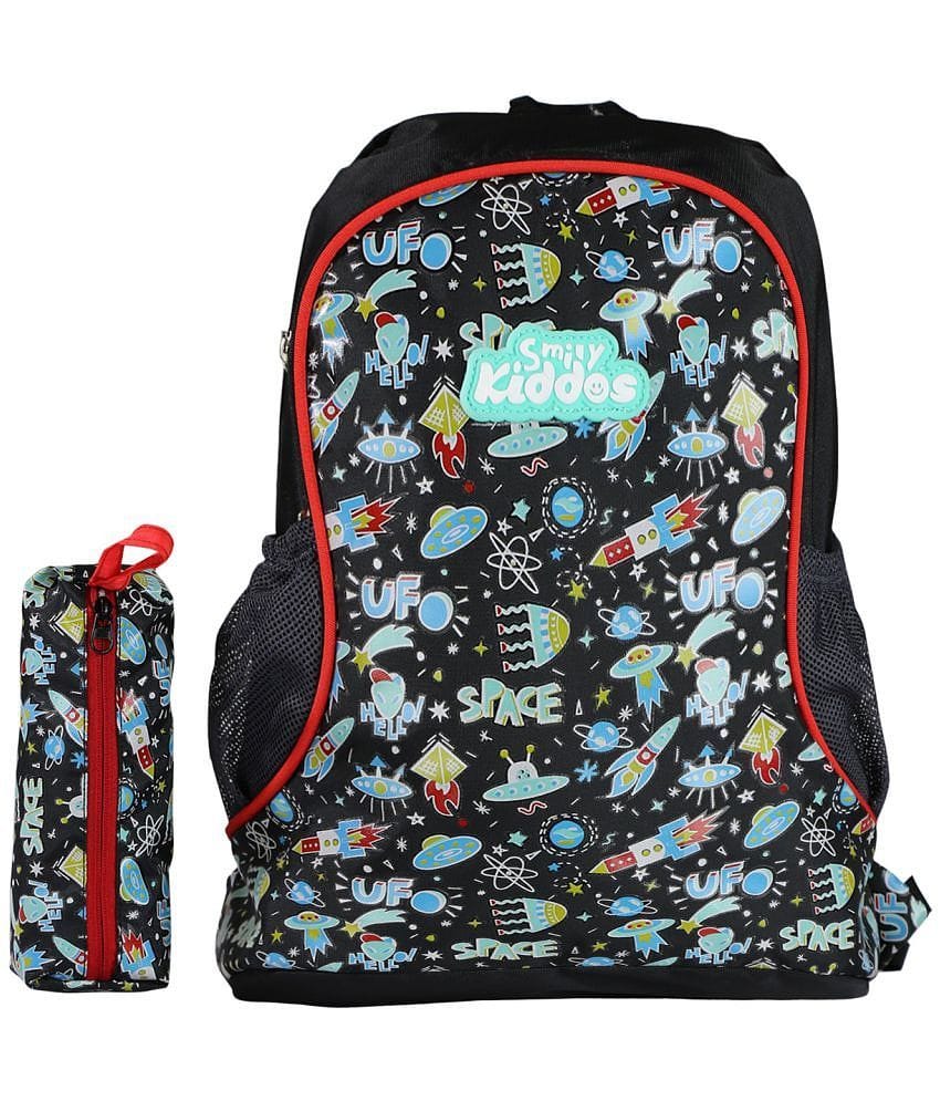 SmilyKiddos 15 Ltrs Black Polyester College Bag - Black