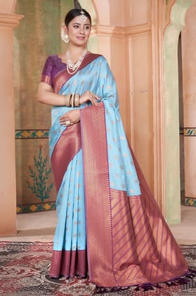 Blue Kubera Pattu Kanjivaram Saree