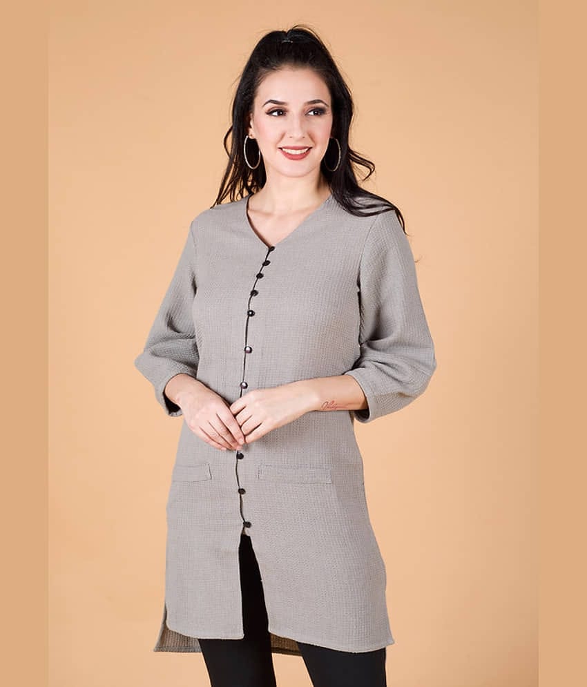 Mantra Fashion Women Cotton Solid A-line Dress ( Grey )