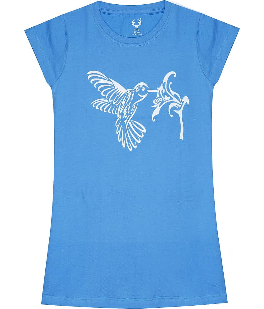 E1K Pack of 1 Girls Cotton T-Shirt ( Blue )