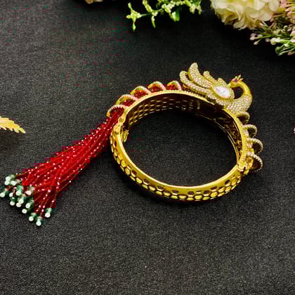 Nayaab Peacock Bangle-Red