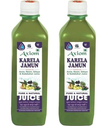 Axiom Karela Jamun Swaras 1000 ml -Pack of 2 | Maintaining Blood Sugar Levels | Lowers Bad Cholesterol Levels | For Glowing Skin and Lustrous Hair | 100% Natural WHO GMP, GLP Certified Product