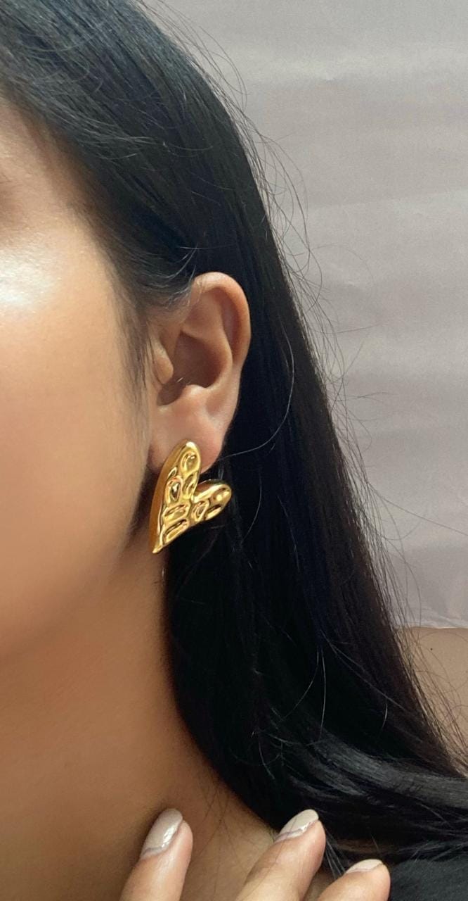 Molten Heart Stud Earrings