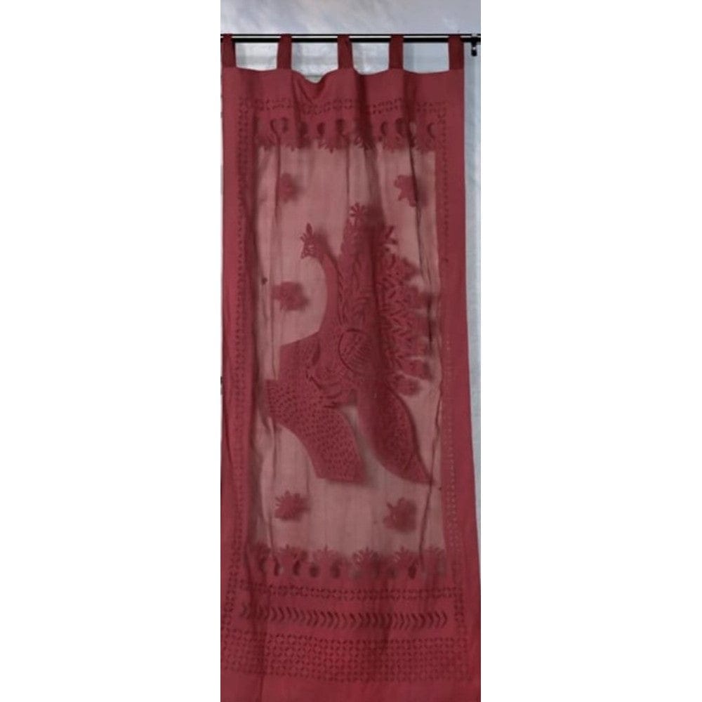 Rich Handcrafted Maroon Applique Curtain