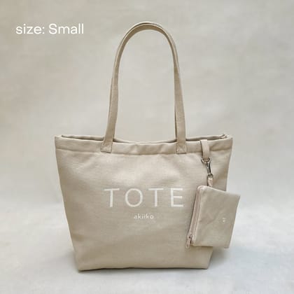 Grain Curve Embroidered Tote-Oatmeal / Small