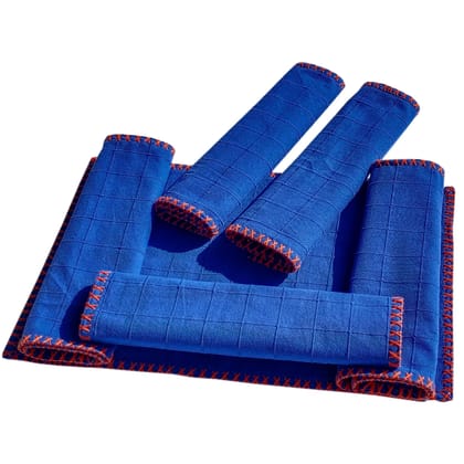 Mat Set of 6 - Blue Checks-Set of 6