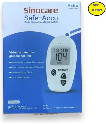 SINOCARE SAFE ACCU WITH 10 STRIPS Glucometer