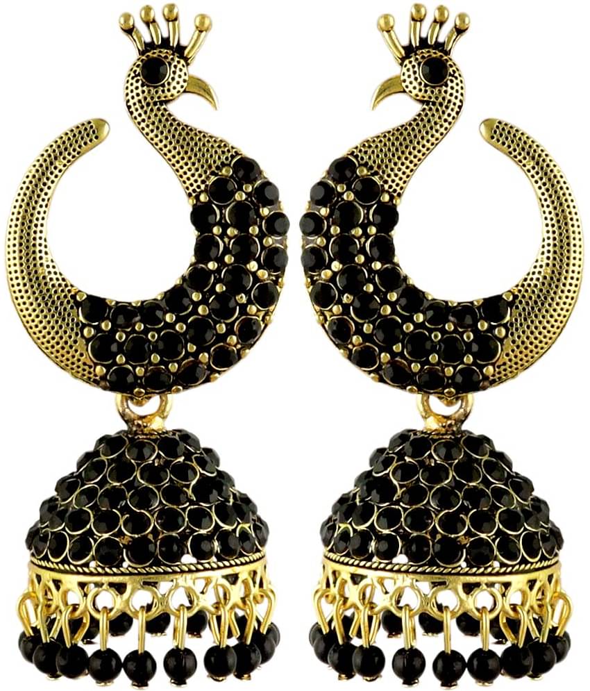 FASHION FRILL - Black Jhumki ( Pack of 1 )