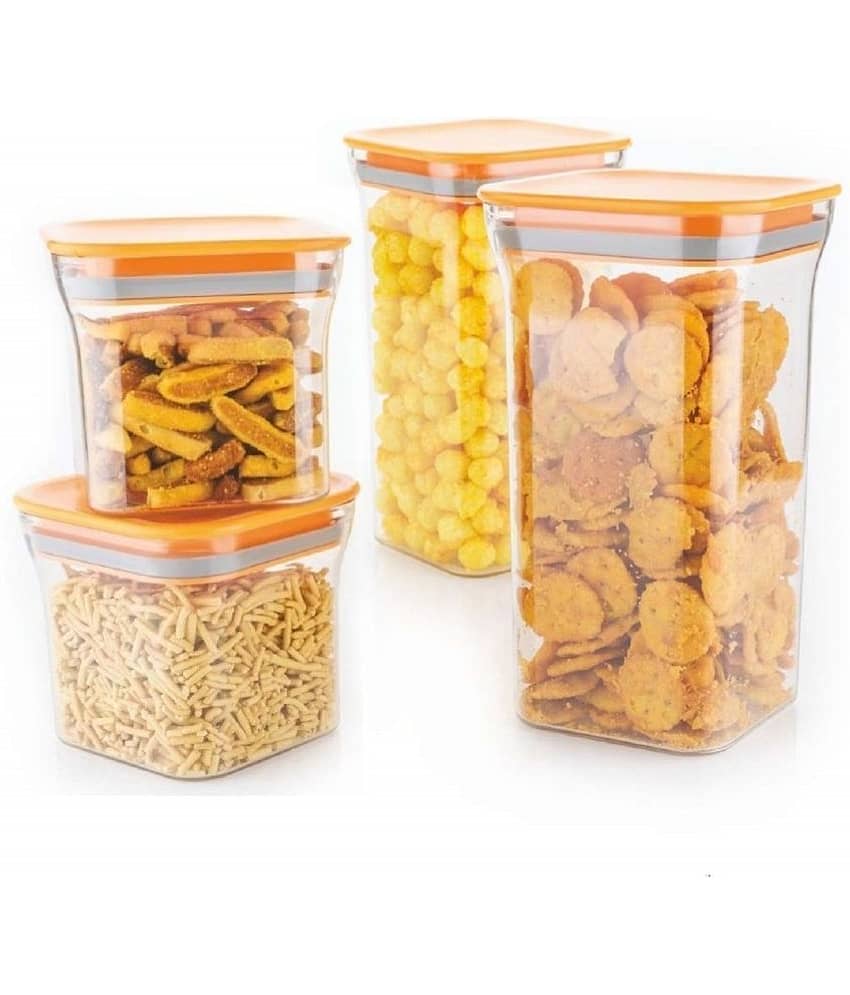 Analog kitchenware - Polyproplene Orange Food Container ( Set of 4 - 1100 )