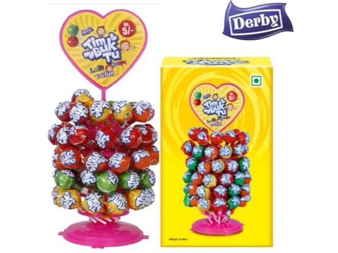 Derby Tim Buk Tu Mix Fruit Flavors Lollipops - 60 Pieces, Dispenser Pack (Tree), Birthday, Return Gift, Strawberry - 780g