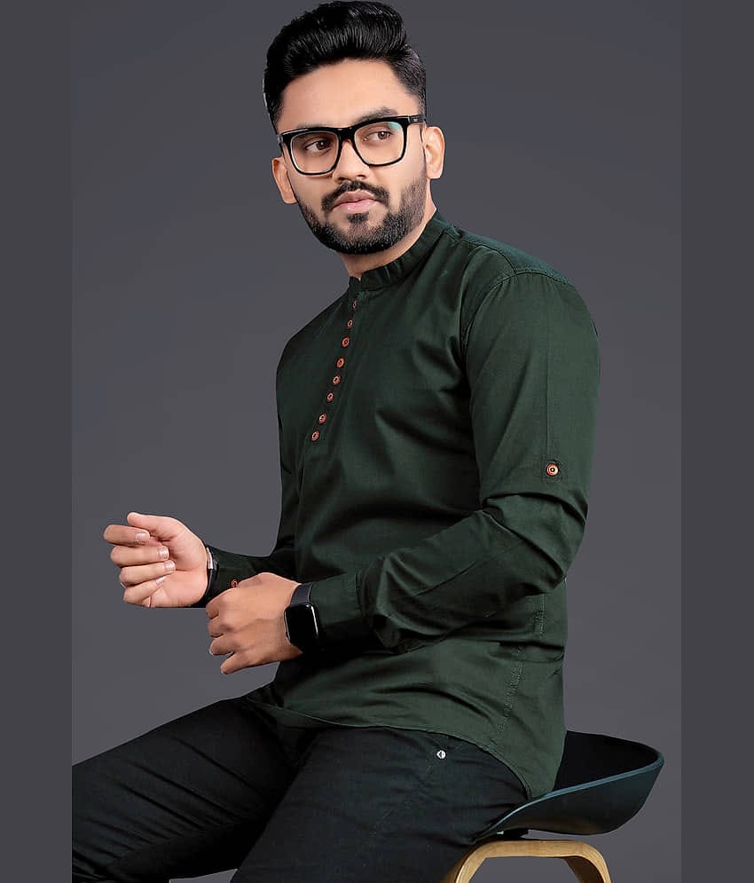 Nofilter Dark Green Cotton Men's Regular Kurta ( Pack of 1 )