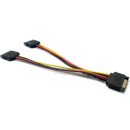 IDE to Dual SATA Power Adapter Y Cable | 15-Pin Male to Dual 15-Pin Female Splitter for Desktop, Laptop, DVR (Black)