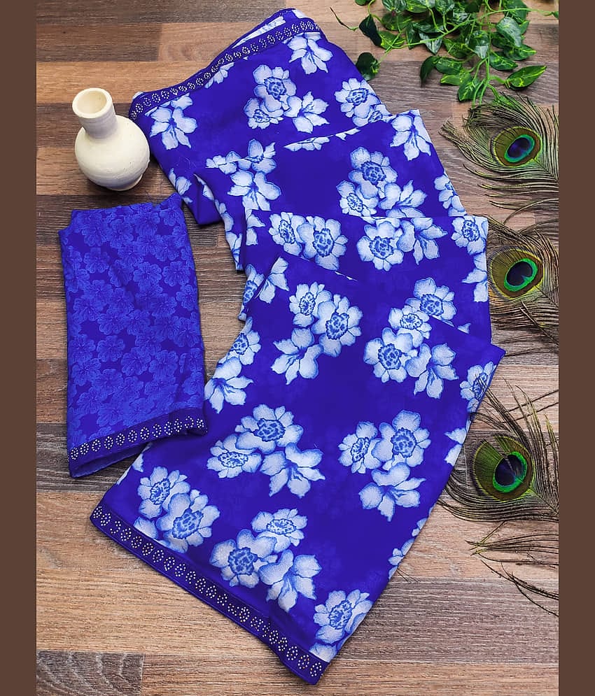 Kashvi Sarees Georgette Embellished Chanderi saree With Unstitched Blouse Piece ( Green )