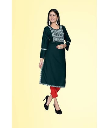 Kapadia - Green Rayon Women's Straight Kurti ( Pack of 1 )