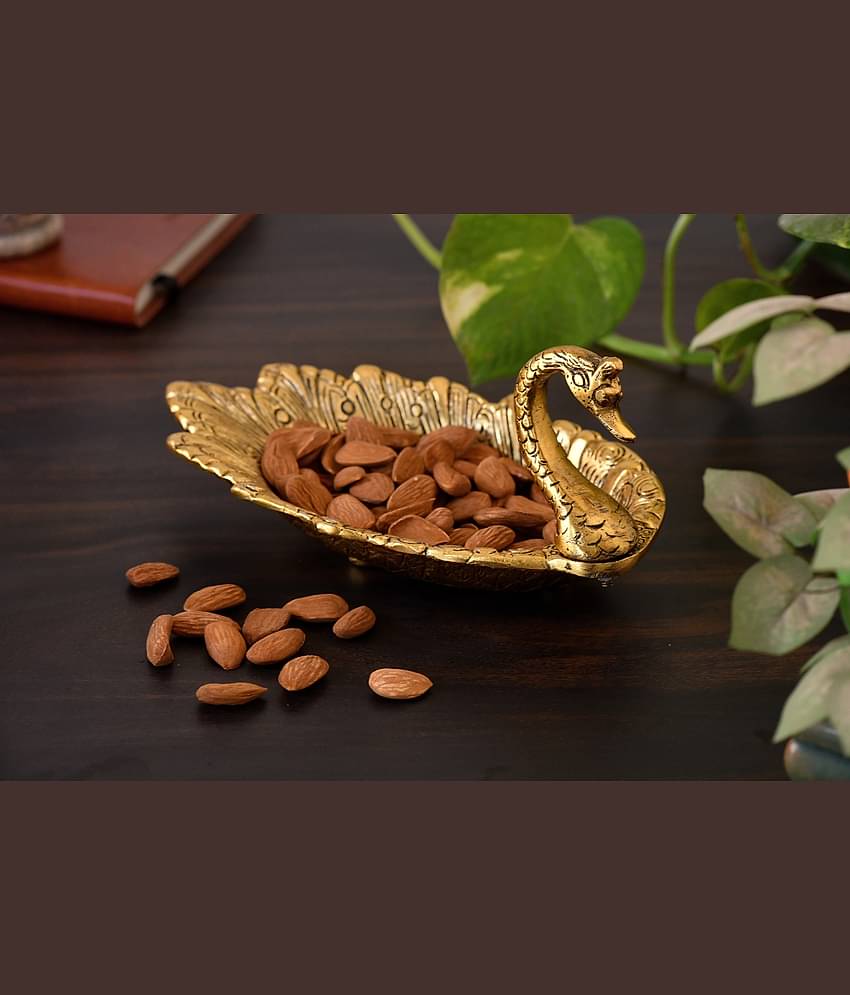 Fashion Bizz Duck Shape Design Gold Plated Metal Tray/Bowl For Table - 9 cm