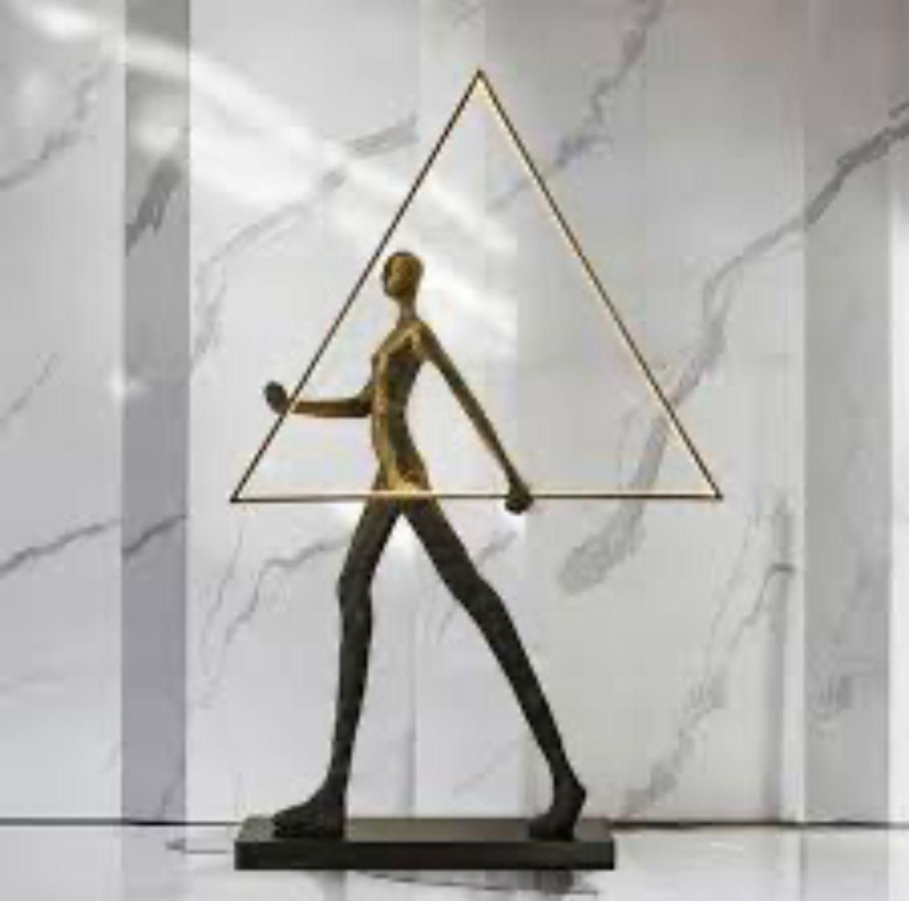 Soulful Humanoid Sculpture Floor Lamp-Abstract Black / Polyresin | Metal | Acrylic / H: 72  | L: 24 | W: 6 (Inch)