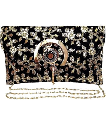 Apratim Black Velvet Box Clutch