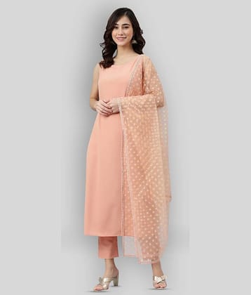 Janasya - Pink Straight Crepe Women's Stitched Salwar Suit ( Pack of 1 )