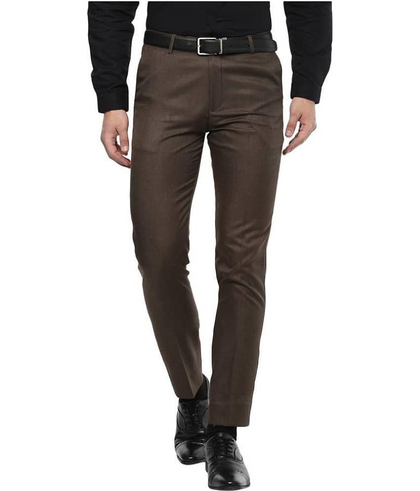 Inspire Clothing Inspiration - Brown Polycotton Slim - Fit Men's Formal Pants ( Pack of 1 )