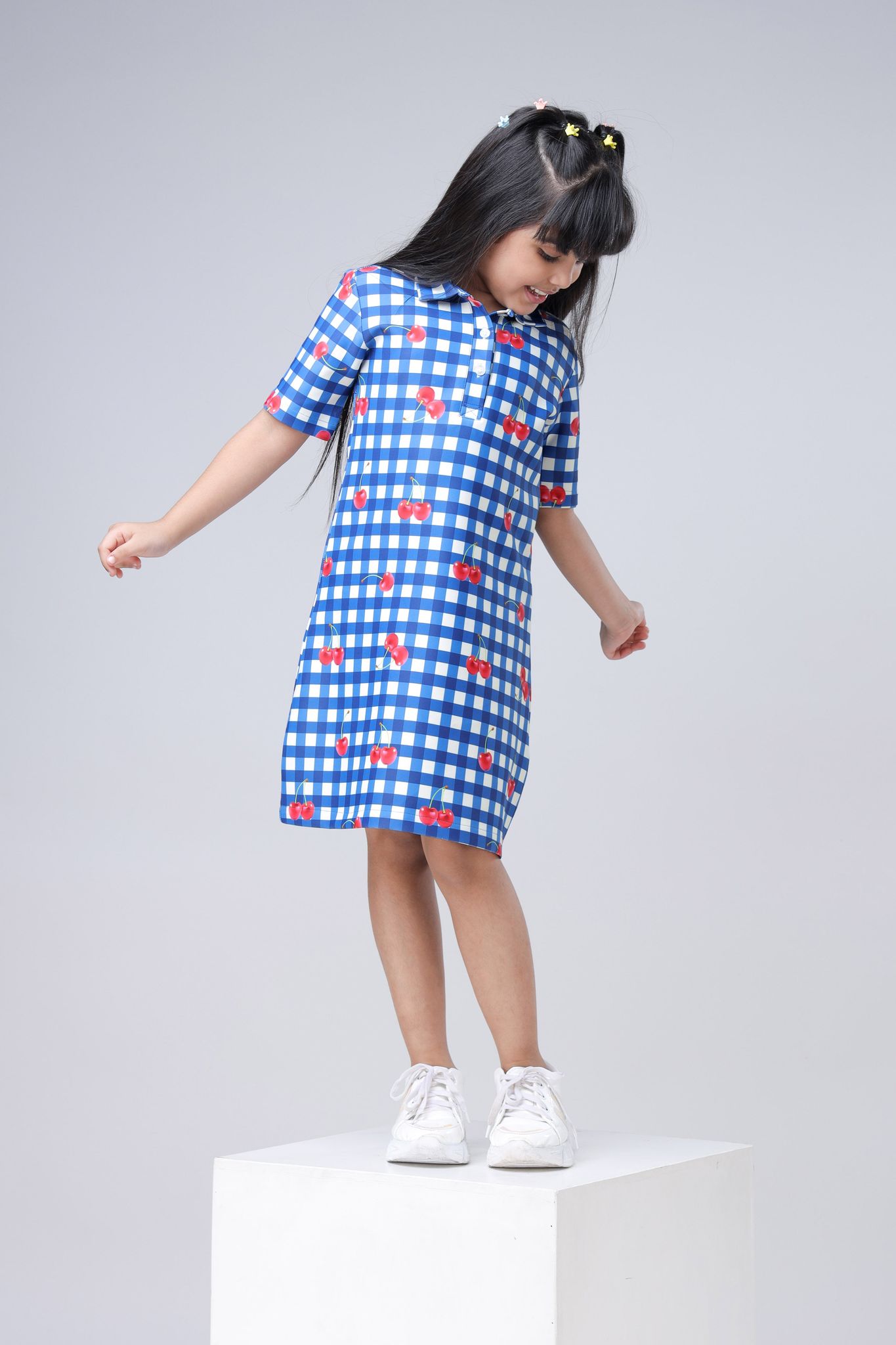 Graphic Edition Polo Midi Dress For Girls-1 Year / Royal Blue / KPDR0005-DPSSCB0038-65%-1 MTR-NIL-NIL-NIL-NIL-THB007-FS0002-NILL-BT00046-3-NILL-NILL