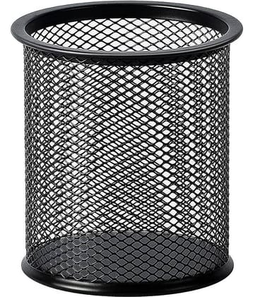 ECLET Black Pen Holder Cup for Desk, Black Wire Mesh Pencil Cup Holder for Desk Office Pen Organizer_B