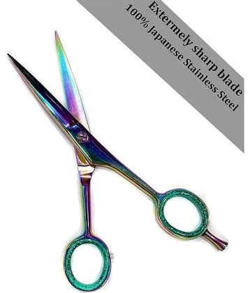 stainless steel hair cutting scissor with extremely sharp blades for clean cut, evenly trim hair with ease, will not damage or split hair ends