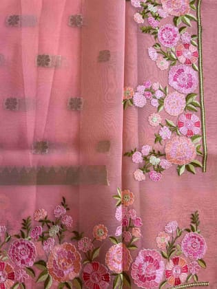Organza Saree with floral embroidery