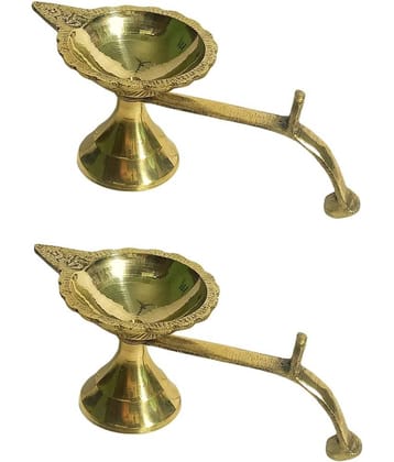 A & H ENTERPRISES - Aarti Diya Pital Diya Handle 2 Pieces ( Pack of 2 )