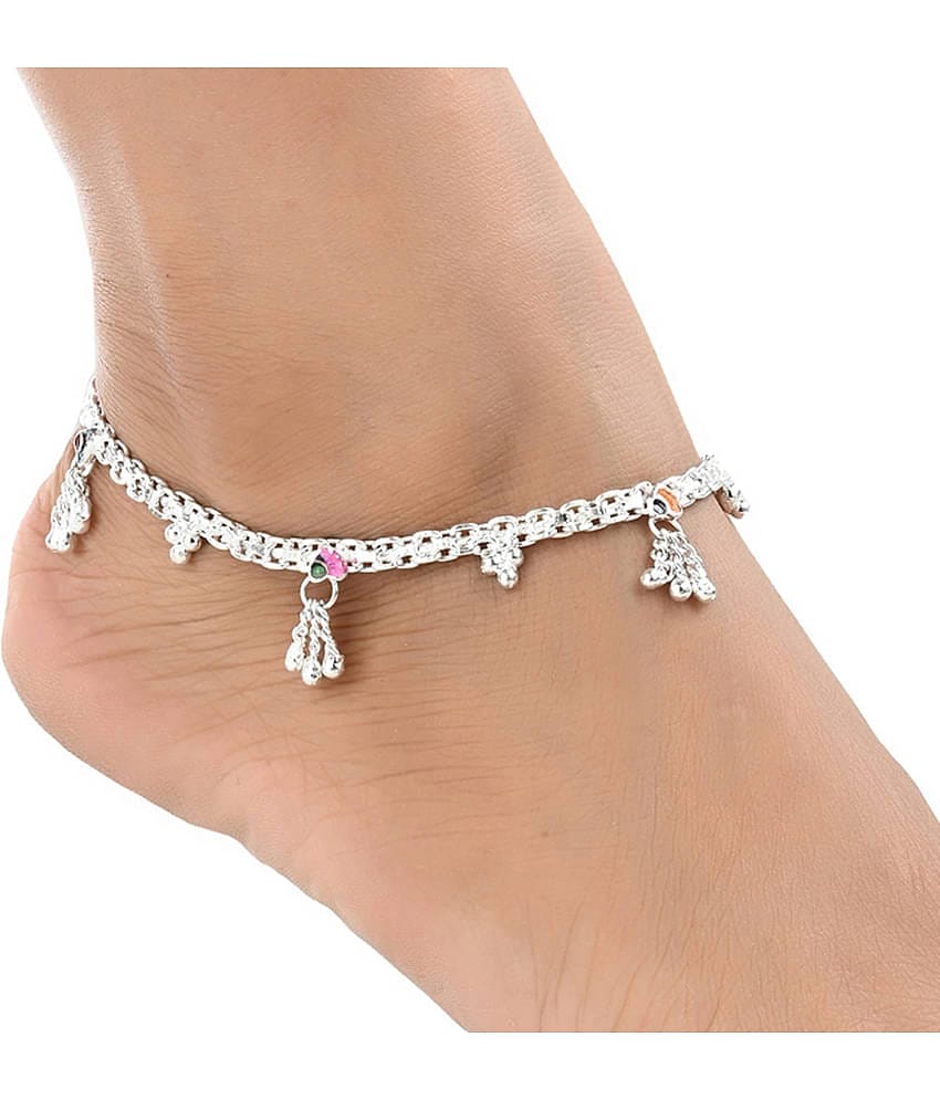 AanyaCentric Silver Anklets ( Pack of 1 )