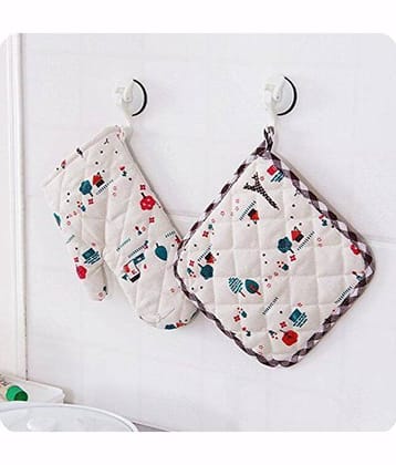 Cotton Printed Microwave Oven Heat Resistant Hand Glove with Pot Holder