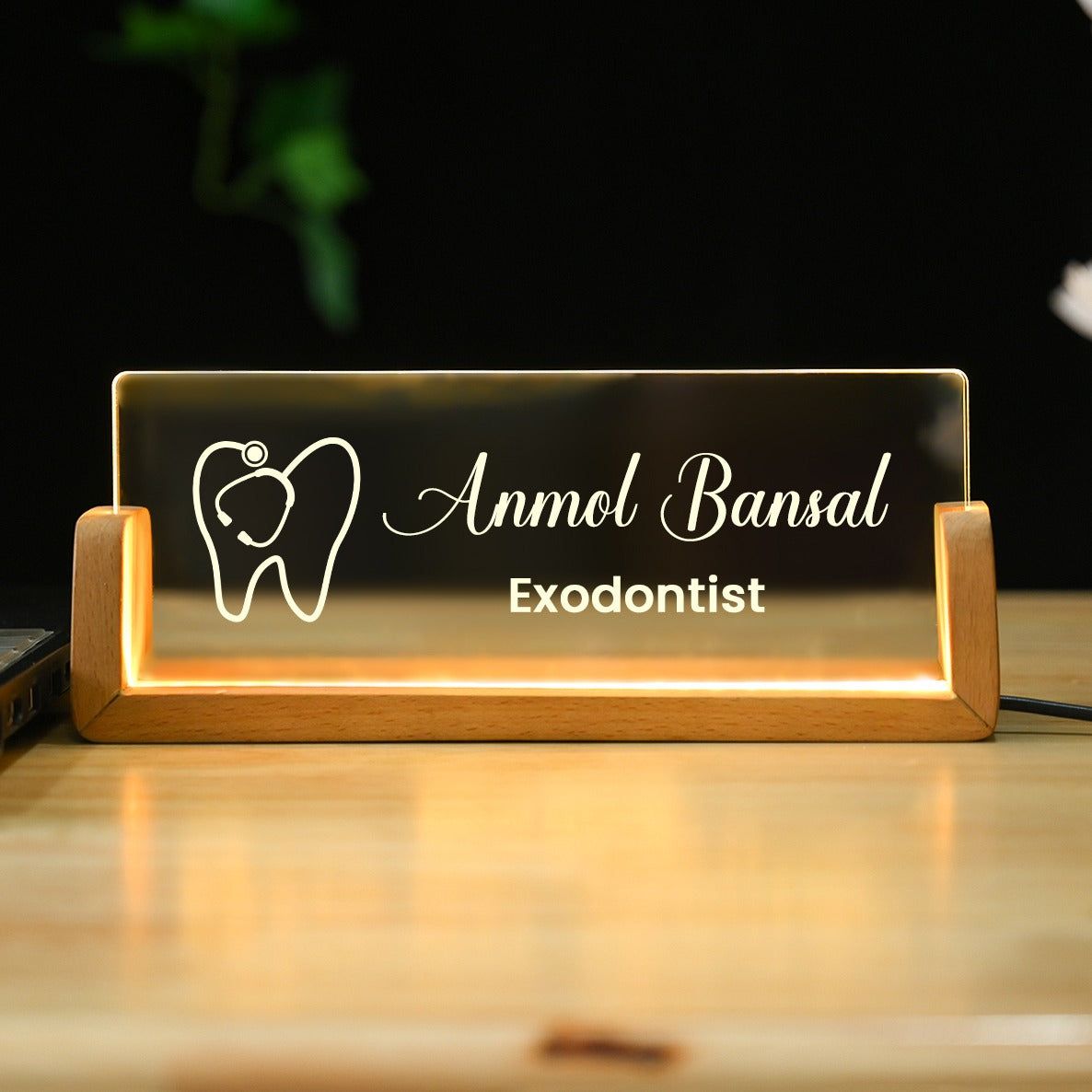 Dentist Desk Name Plate With LED Light