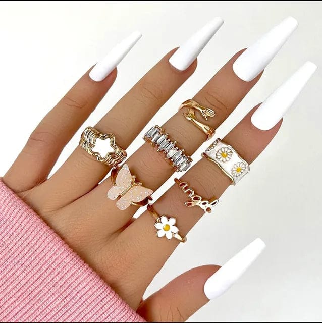 White Rings | Y2k rings | Aesthetic Rings-daisy