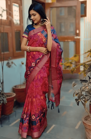 Paithani Cotton Silk Saree with Tassels Paithani Saree for Weddings and Functions Tassel Border Cotton Silk Saree Handloom Inspired Paithani Saree Party Wear Paithani Saree in Cotton Silk Indian Traditional Paithani Saree with Tassels