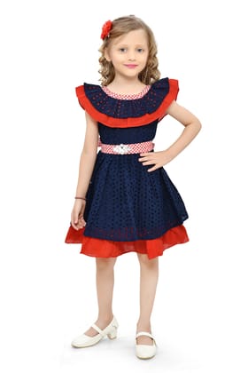 Be:Kids Enchanted Evening Navy Polka-Dot Dress with Red Accents and Rhinestone Belt Be:Kids Enchanted Evening Navy Polka-Dot Dress with Red Accents and Rhinestone Belt