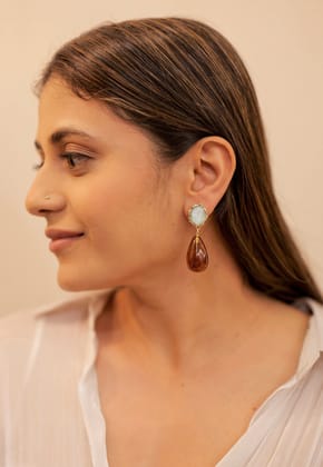 Earth and Ocean Drop Earrings-STAINLESS STEEL / BLUE-MOCHA